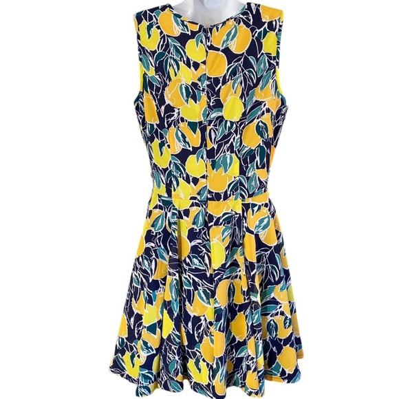 Maison Jules Lemon Print Fit & Flare Dress Cottagecore Retro Style Fruit Citrus - Picture 8 of 12